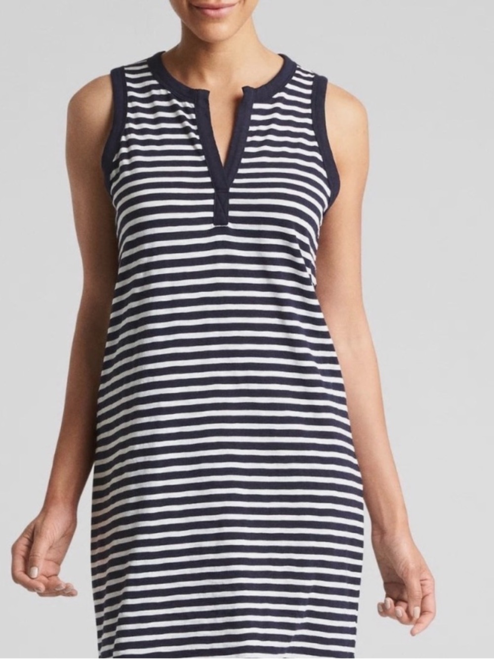 GAP Navy & White Striped Sleeveless Maxi Dress